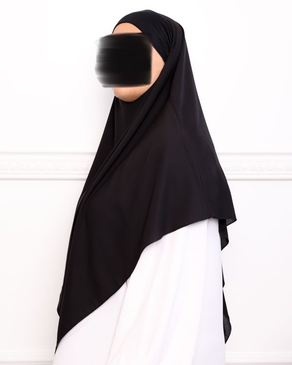 Khimar court en crêpe pointu khimar triangle khimar pas cher mon hijab pas cher noir